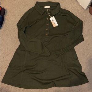 Olive Green Button-Up Dress